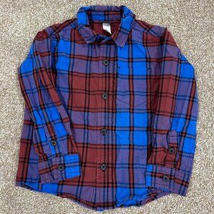 Tea Collection Long Sleeve Button Down Shirt - Size 3T - Blue and Red Plaid